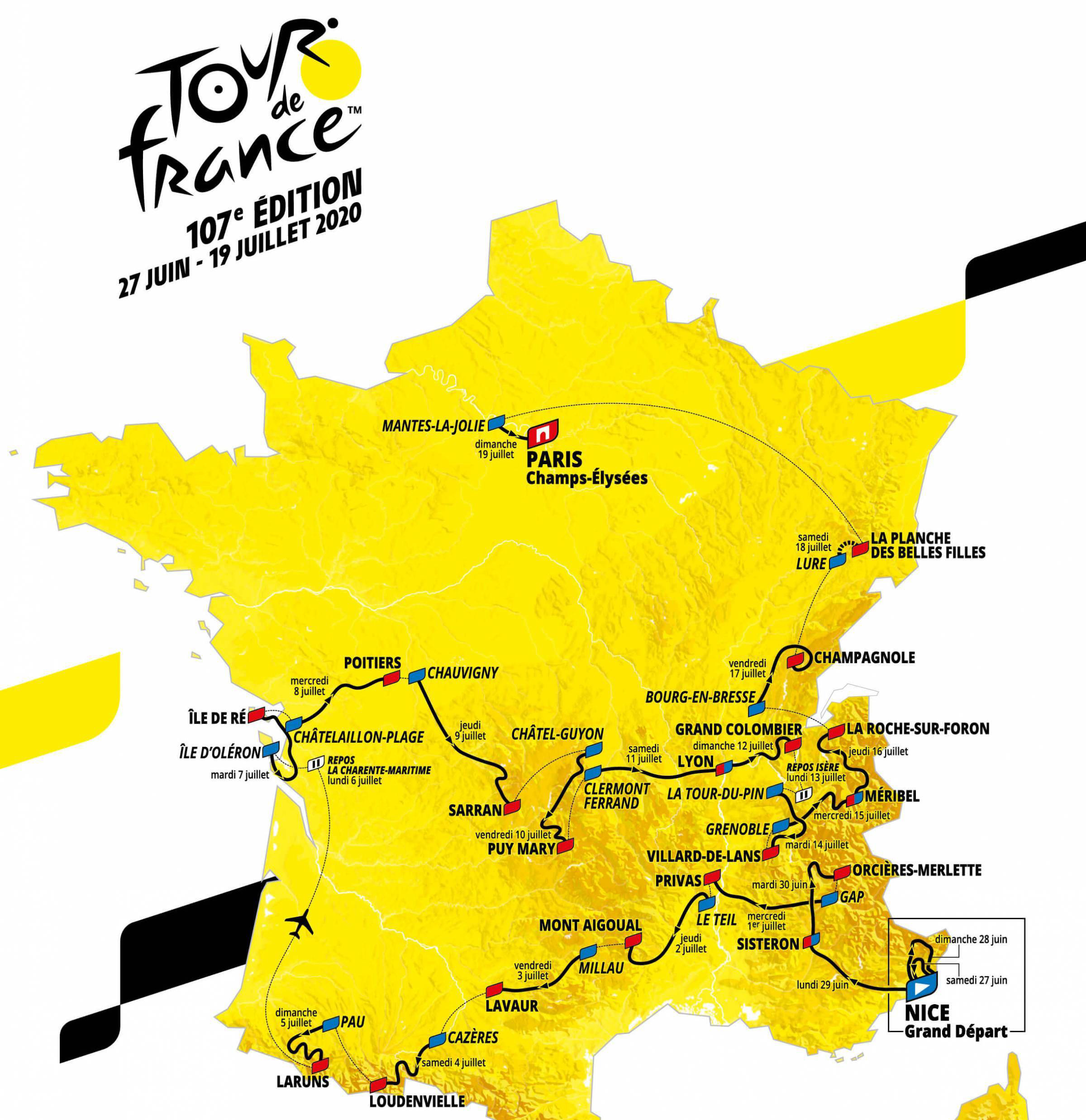 Tour de France 2020 Streckenkarte