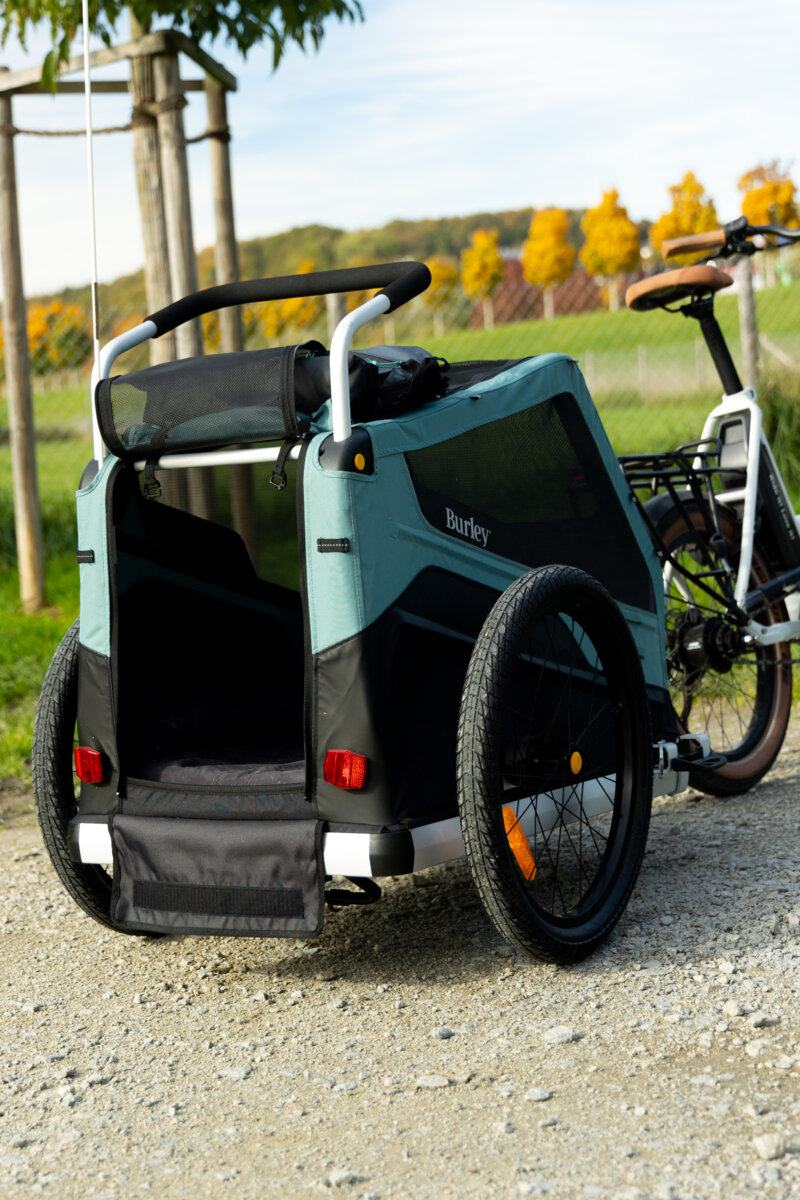 Катание на велосипеде с собакой в ​​трейлере Velomotion